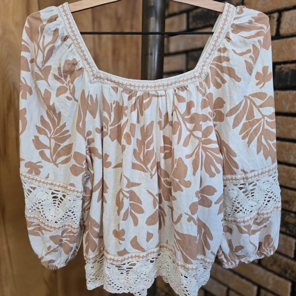 Floral Christian Siriano Linen Blend Shirt